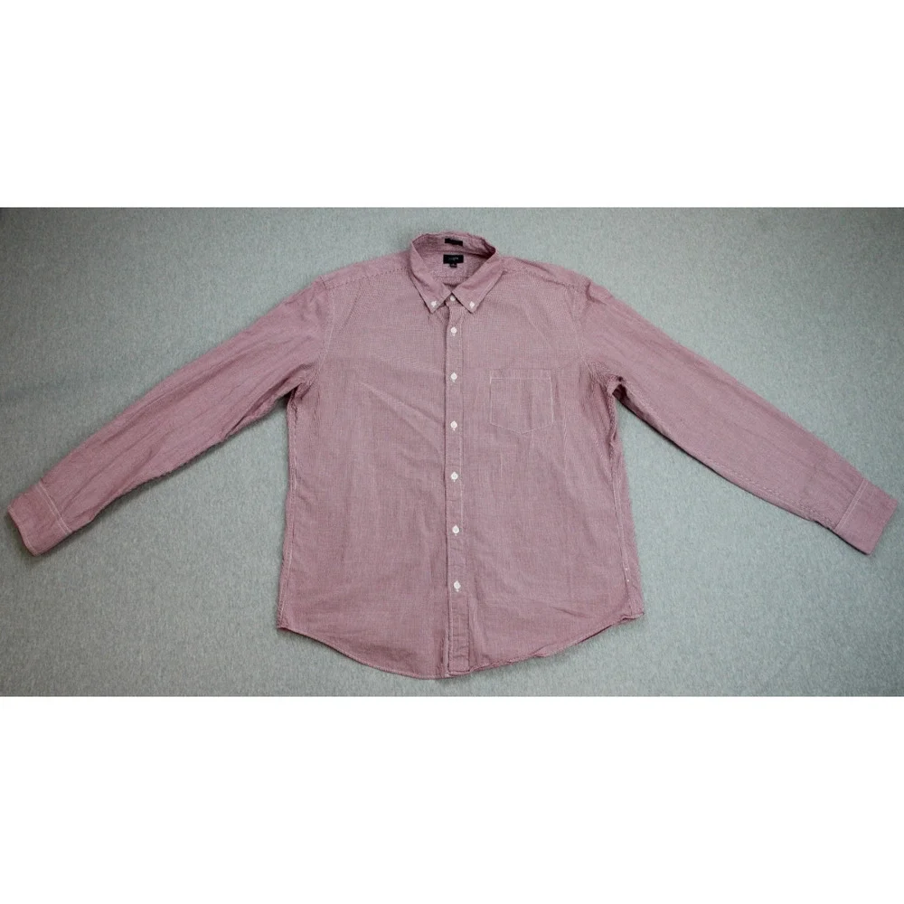 J‎ Crew Shirt Mens XL Gingham Check 100% Cotton Slim Fit Button-Down
